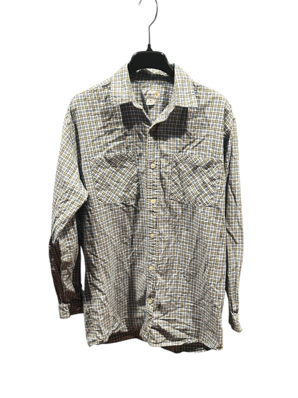 Carharrt Men’s Plaid Long Sleeve Button Down Shirt Western Hiking Size M
